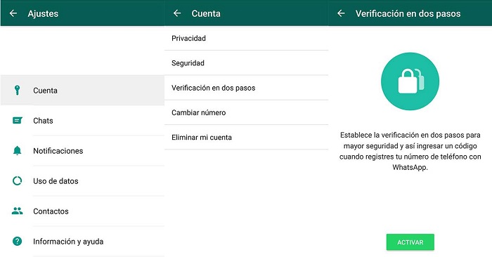 Cómo activar la verificación en dos pasos de WhatsApp